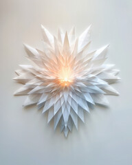 Poster - Geometric shadows from a folded paper sculpture minimalist white background artistic photography indoor environment abstract concept