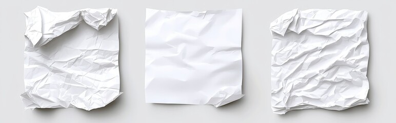 Poster - A modern white paper with a wrinkled effect. An old note page with a crease, designed as a poster mockup. A realistic blank document in PNG with a crumpled texture. A simple piece of notepaper for an