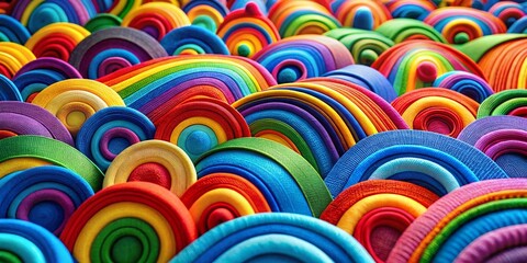 Poster - Funky Shapes and Abstract Rainbow Pattern for Modern Fabric Design, Perfect for Trendy Apparel and Home Decor, Showcasing Vibrant Colors and Unique Designs for Creative Projects