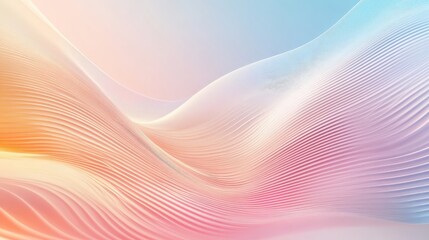 Poster - A soft, abstract wave pattern featuring gentle gradients of orange, pink, and blue, evoking a serene and modern digital aesthetic.