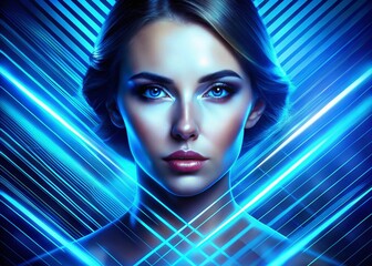 Poster - Futuristic Blue Abstract Background with Geometric Lines for Modern Design Projects, Posters, Banners, and Digital Covers