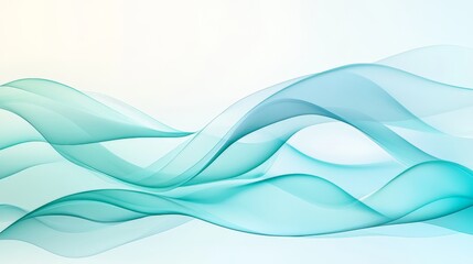 Poster - A serene composition of flowing, translucent waves in soft hues of teal and blue, creating a calming and airy atmosphere.