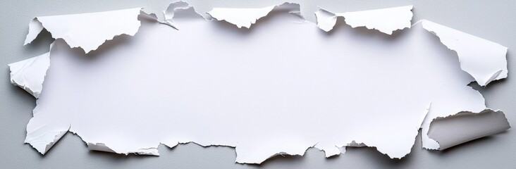 Poster - Isolated crumpled and torn paper sheets on a background. A modern realistic illustration of blank notebook pages with uneven, ripped edges, showing a damaged, wrinkled piece of document or letter,