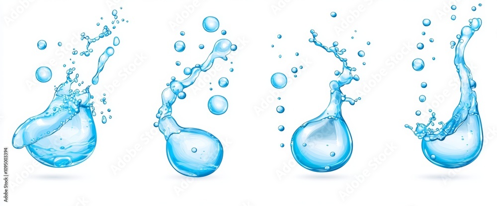 Effervescent water forms a fizzing border with air bubbles. The dynamic ...