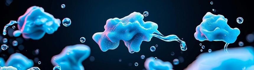 Poster - A swirling detergent effect with light and a clean glow, accompanied by soap bubbles and sparkling sparks. An isolated blue abstract foam with a sparkling vortex, ideal for dynamic cartoon elements