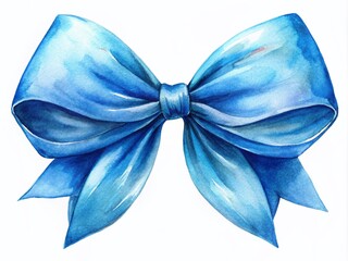 Poster - Hand-Painted Watercolor Blue Bows Isolated on White Background Perfect for Invitations, Greeting Cards, and Decorative Elements in Crafts and Design Projects