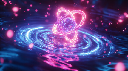 Wall Mural - Electron and proton swirling science concept