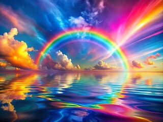 Poster - Holographic Bright Rainbow Multicolor Background with Panoramic View for Stunning Visuals and Creative Projects