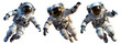© beast01 - Set of Astronauts in spacesuit close-up isolated on transparent background. Cosmonaut in open hovering space.