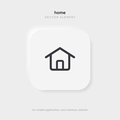 Poster - Minimal modern home, homepage, base, main page, house push button icon emblem symbol, sign. 3d blue home icon. Mobile app icons. Device UI UX mockup. Isolated vector elements.