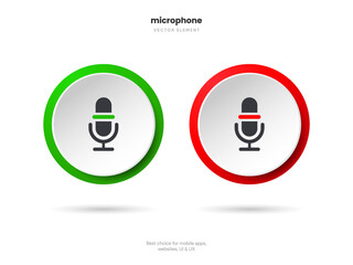 Fototapete - Podcast, broadcast, webcast icon. Voicemail sign. Voice chat icon. Recording symbol. Mute icon. 3D Phone microphone icon for UI UX, mobile app, presentations with soft UI, push button.