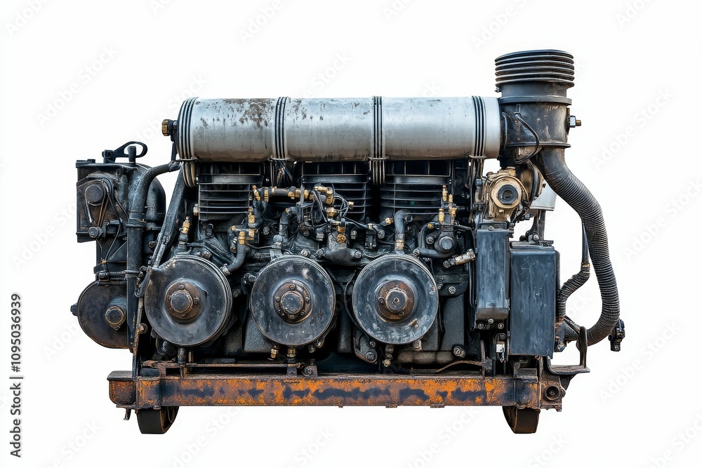 Rust Metal Engine Large, rusty, industrial engine on display. Stock Illustration | Adobe ...