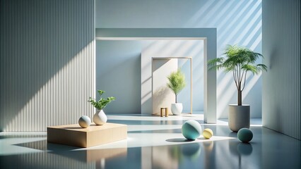 Poster - Minimalist Photography of Abstract Elements and Shapes with Emphasis on Light, Shadow, and Contrast in a Serene Environment, Evoking Calmness and Simplicity in Design