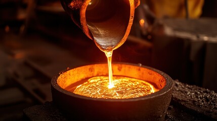 Poster - Molten Metal Being Poured Into a Crucible