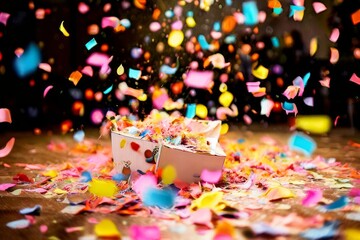 Poster - confetti notes burst out like confetti during celebrations