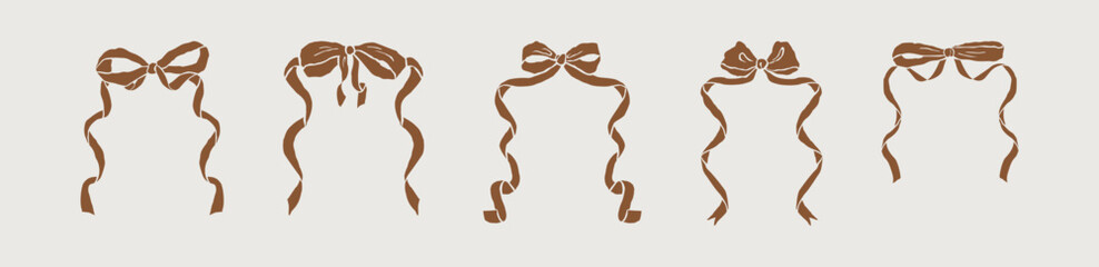 Wall Mural - bow and ribbon frames collection. whimsical girly aesthetic. hand drawn borders perfect for invites,