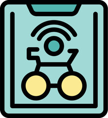 Poster - Bike sharing app displaying bicycle location and wireless connectivity, simplifying urban transportation