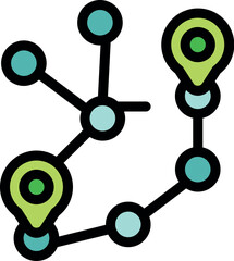 Poster - Connected location pins indicating route planning using navigation points