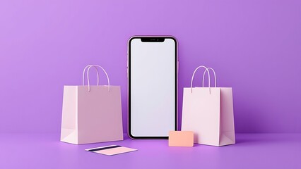 Wall Mural - Business ecommerce or online shopping concepts with smartphone