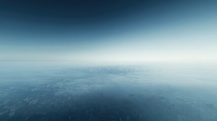 Wall Mural - A once-clear sky above a busy city now filled with a thick layer of smog, turning the horizon into a dull, muted landscape. 