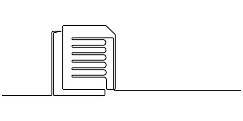 Poster - One continuous line vector drawing of a folder. Outline documents background icon. Saving securities vector icon. Vector illustration. Clipboard with checklist. Continuous line one drawing. Simple 