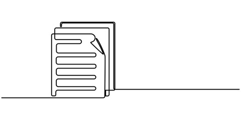 Poster - One continuous line vector drawing of a folder. Outline documents background icon. Saving securities vector icon. Vector illustration. Clipboard with checklist. Continuous line one drawing. Simple 