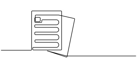 Poster - One continuous line vector drawing of a folder. Outline documents background icon. Saving securities vector icon. Vector illustration. Clipboard with checklist. Continuous line one drawing. Simple 