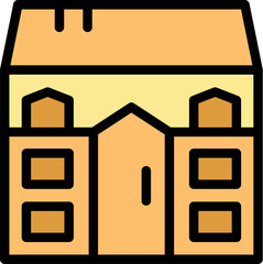 Poster - Cozy two story house featuring a gable roof, central door, and multiple windows, evoking a sense of suburban comfort and family living