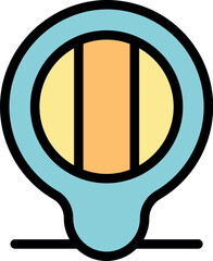 Poster - Pin is showing specific gps location with orange vertical bar inside light blue circle