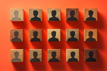 diverse workforce wooden block network collaboration
