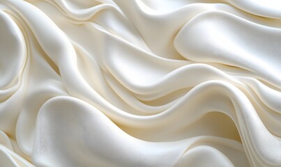 Poster - Close-up of silky, swirling cream-like texture with soft, flowing curves and gentle ripples