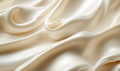 Poster - Close-up of silky, swirling cream-like texture with soft, flowing curves and gentle ripples