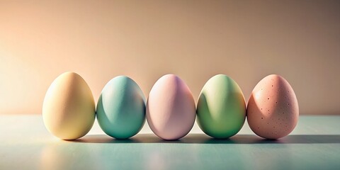 Poster - Silhouette Photography of Cute Pastel Eggs on a Plain Background for Spring Decor and Easter Celebrations