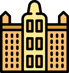 Poster - Majestic building with a prominent central tower and symmetrical side structures, showcasing architectural elegance and grandeur
