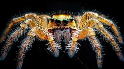 Macro Photography Golden Jumping Spider Close Up Wildlife Insect Nature