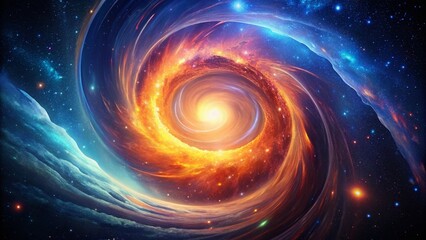 Poster - Stunning Anime Illustration of a Cosmic Whirlpool of Radiant Energy Twisting Through the Sky for Sci-Fi Designs and Posters, Captivating Visual for Creative Projects and Enthusiasts