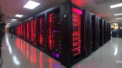 Poster - Server Room with Red Lights