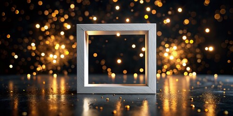Poster - Stunning Double Exposure Photography of a White Hollow Square Against a Black Background, Capturing Depth and Contrast in a Unique Artistic Style