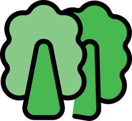 Poster - Simple vector illustration of two stylized green trees, representing concepts such as urban parks, green areas, and environmental conservation