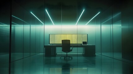 Aufkleber - A futuristic office using 3D holographic competition boards to gamify task achievements, paired with 2D glowing task insights. 4k resolution, Cinematic Scene
