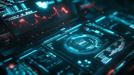 Poster - A professional presenting gamified project analytics through 3D glowing interactive data visuals and 2D actionable updates. 4k resolution, Cinematic Scene