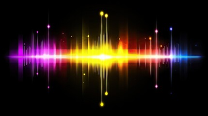 Poster - Vibrant Sound Waves and Audio Frequencies in a Dark Background, Showcasing Colorful Light Patterns Representing Music and Sound Vibrations in Digital Art