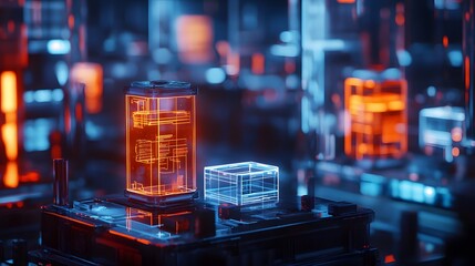 Poster - A professional presenting AR-enhanced training modules with 3D glowing resource models and 2D actionable steps. 4k resolution, Cinematic Scene