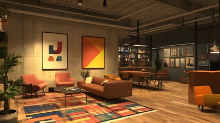 Poster - A hybrid coworking hub where AR platforms are used to share ideas effectively. 4k resolution, Cinematic Scene
