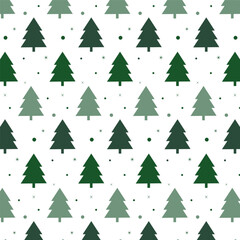 Wall Mural - christmas tree seamless pattern.repeat pattern with green pine tree isolated on white background.vec