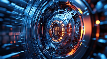 Poster - A futuristic, abstract representation of technology with glowing elements.