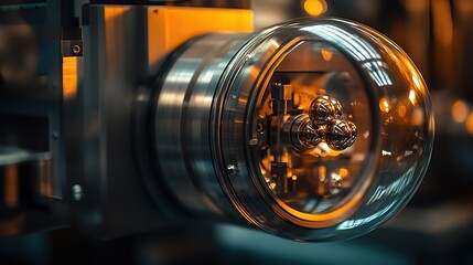 Poster - A close-up of a glass vacuum tube, showcasing intricate internal components.