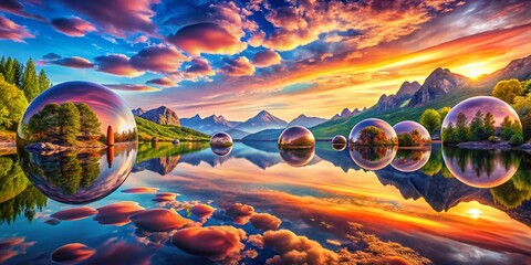 Poster - Surreal Infinite Images: A Dreamlike Exploration of Endless Reflections and Layers Creating a Mesmerizing Visual Experience of Depth and Imagination in a Boundless World