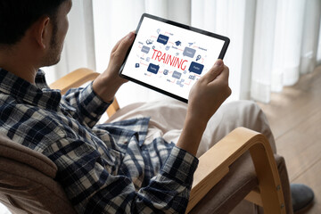 Poster - e-learning website with sofware for student to study online on the internet network snugly