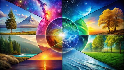 Poster - Surreal Representation of Graph Quadrants with Dreamlike Elements and Abstract Forms to Illustrate Mathematical Concepts in a Visually Striking Way